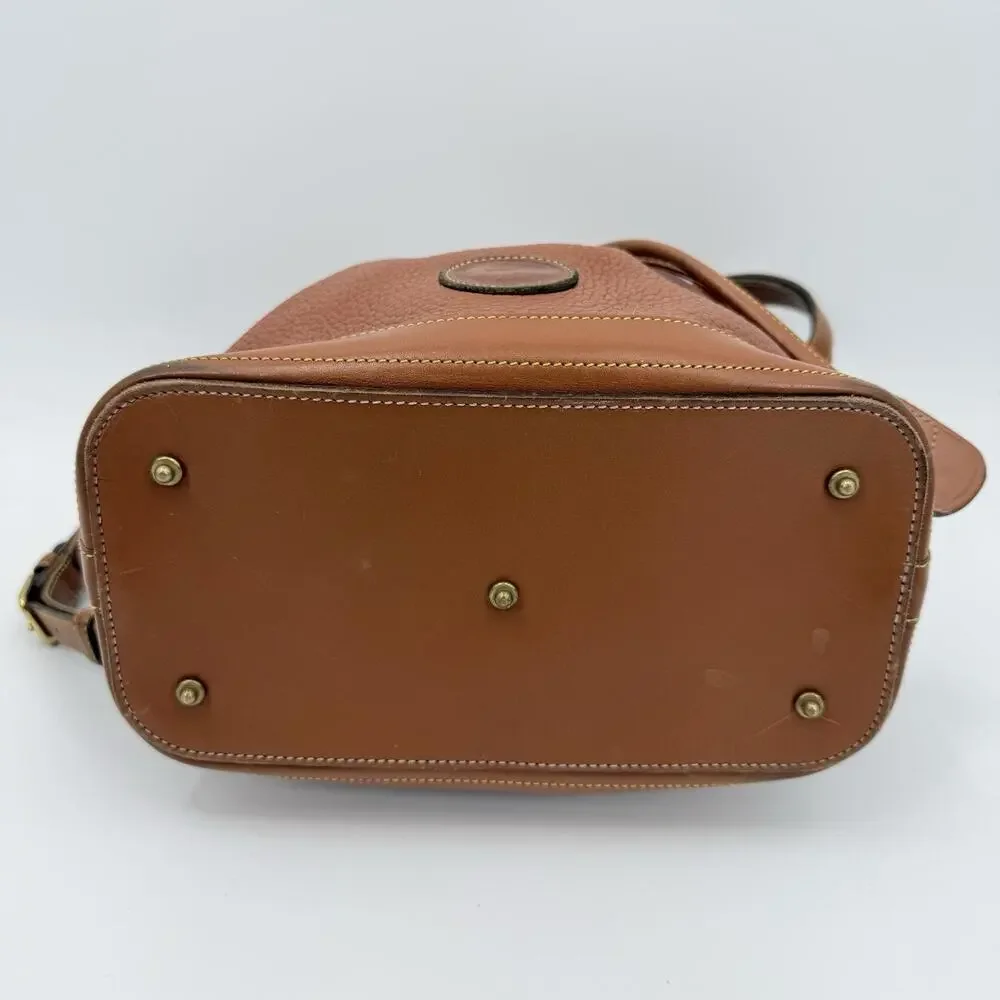 Dooney & Bourke Brown Leather Drawstring Bucket Bag Shoulder Vintage USA Classic
